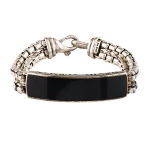 DAVID YURMAN STERLING SILVER 925 ONYX ID LINK BRACELET